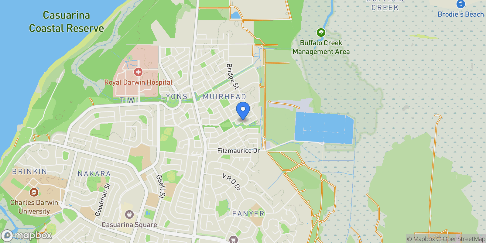 Map showing Muirhead, Hannan Street, Muirhead, Northern Territory, Australia.