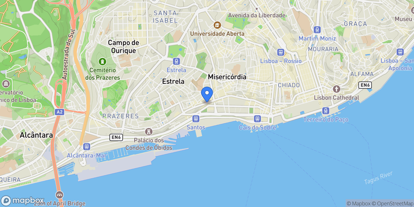 Map showing Estrela, Lisbon, Portugal.