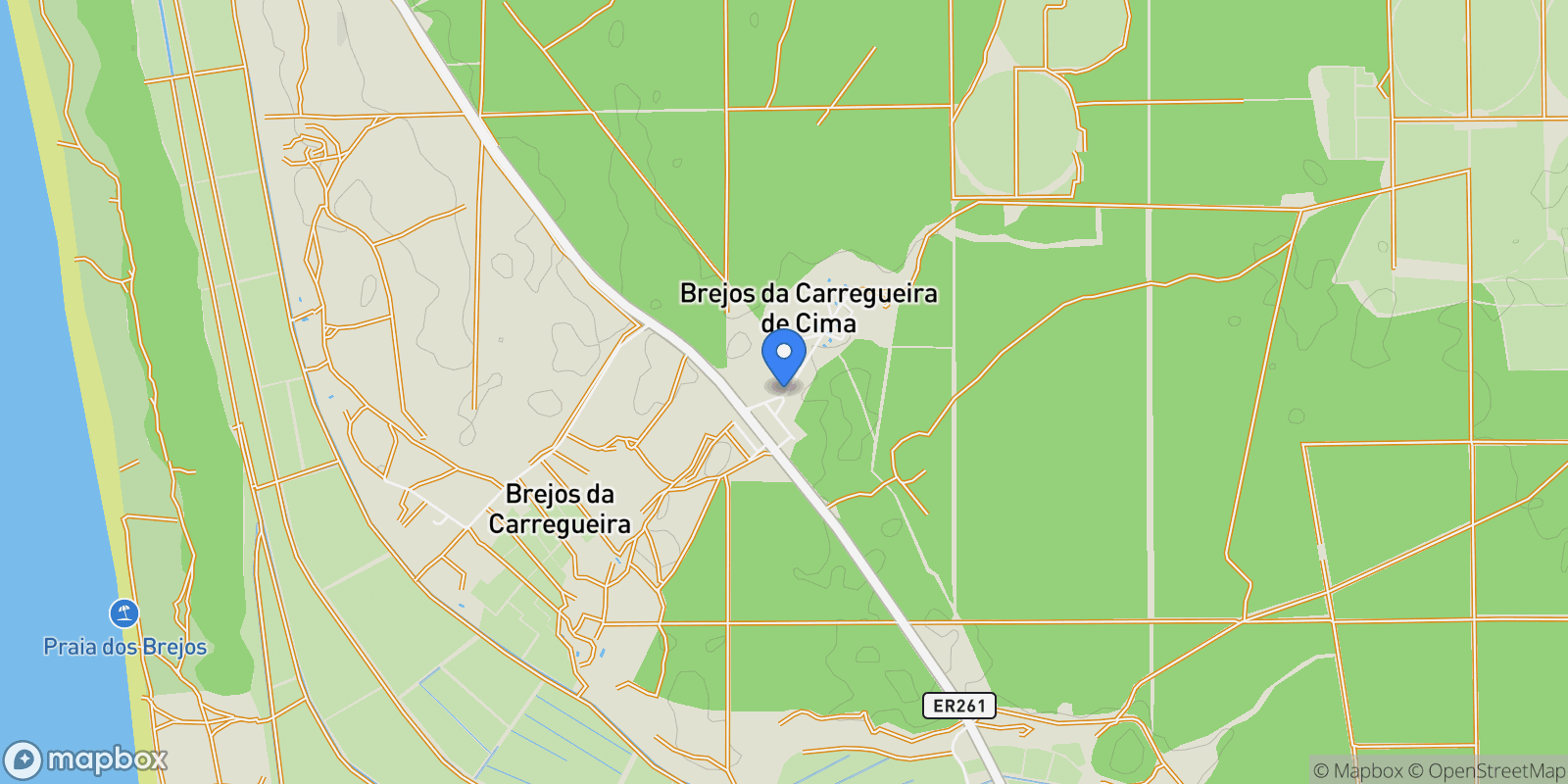 Map showing Comporta, Setubal, Portugal.