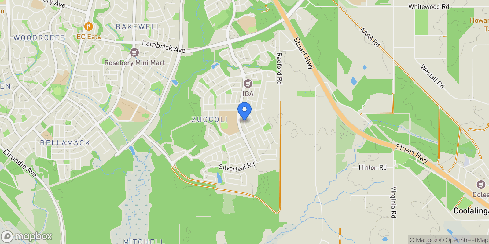 Map showing Zuccoli, Boomerang Street, Zuccoli, Northern Territory, Australia.