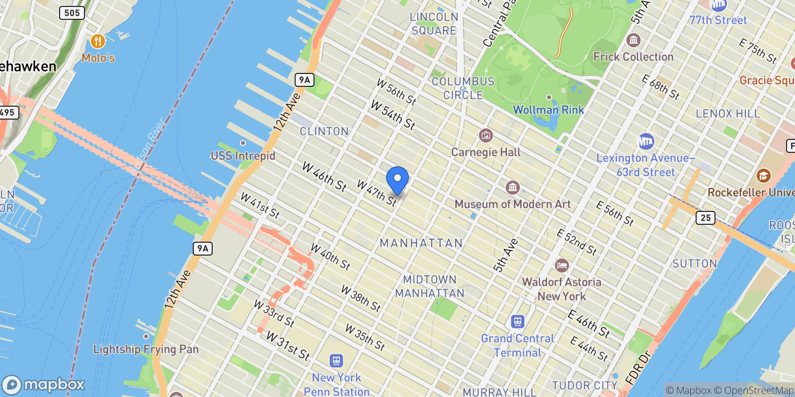 Map showing 781 EIGHTH AVE, New York, New York, United States.