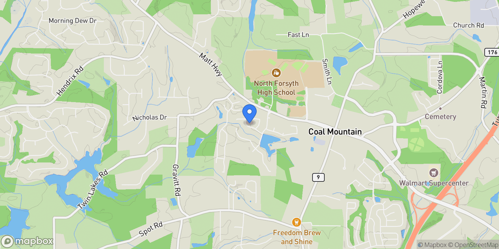 Map showing 4030 Amberhill Circle, Cumming, GA 30040, Cumming, Georgia, United States.