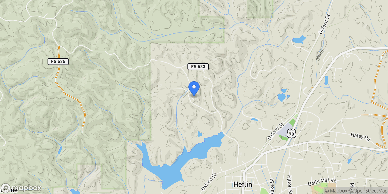 Map showing 988 BOOZER ROAD, HEFLIN, AL 36264, Heflin, Alabama, United States.