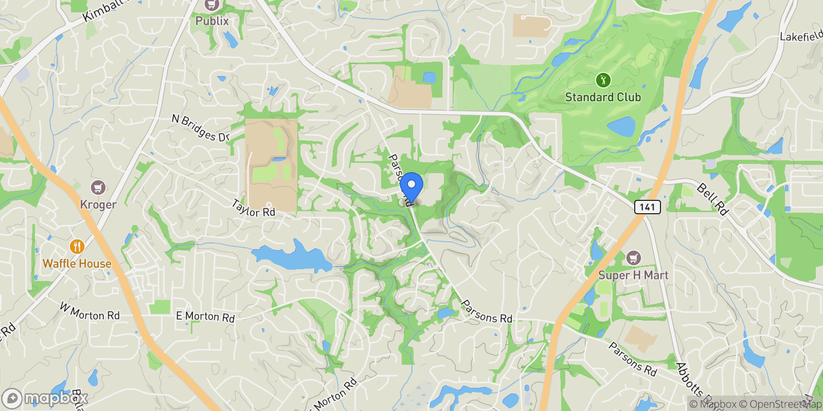 Map showing 11035 Parsons Road, Johns Creek, GA 30097, Johns Creek, Georgia, United States.