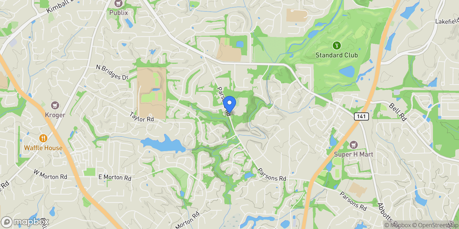 Map showing 11041 Parsons Road, Johns Creek, GA 30097, Johns Creek, Georgia, United States.