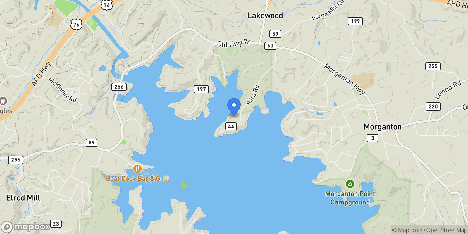 Map showing 48 Orchard Drive, Morganton, GA 30560, Morganton, Georgia, United States.