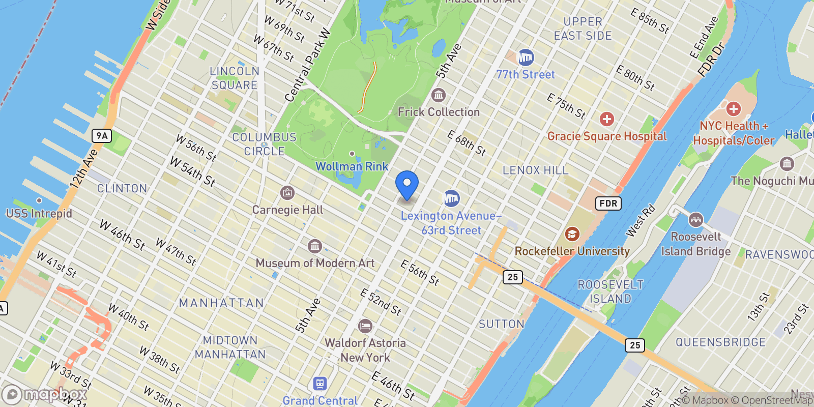 Map showing 40 E 61ST ST, New York, New York, United States.