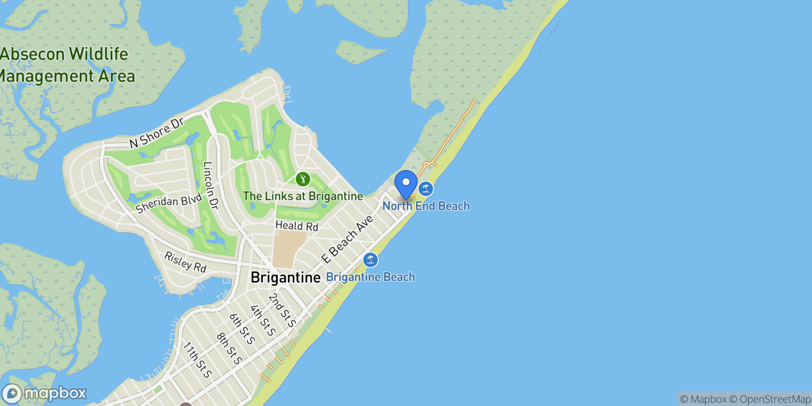 Map showing 218 15th St N, Brigantine, NJ 08203, Brigantine, New Jersey, United States.