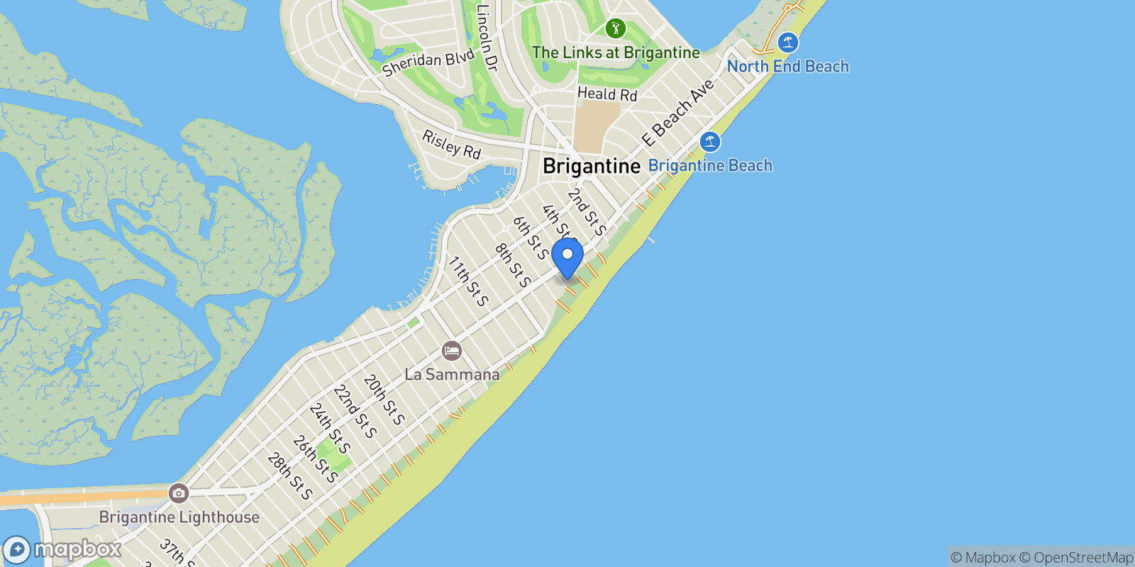 Map showing 321 6th St S Street #16, Brigantine, NJ 08203, Brigantine, New Jersey, United States.