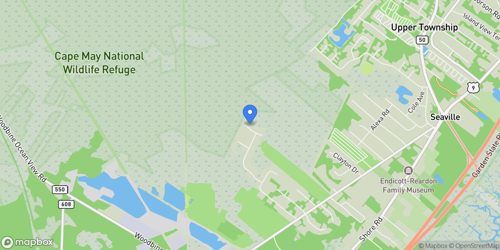 Map showing 9 Thicket St Street, Ocean View, NJ 08230, 08230, New Jersey, United States.