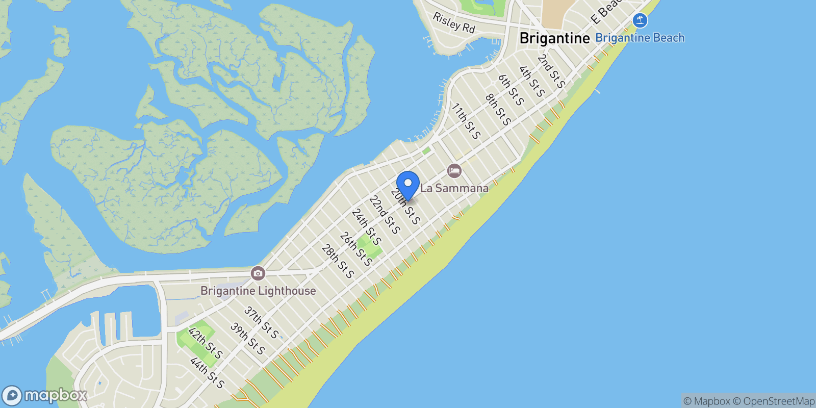Map showing 1904 W Brigantine Ave, Brigantine, NJ 08203, Brigantine, New Jersey, United States.