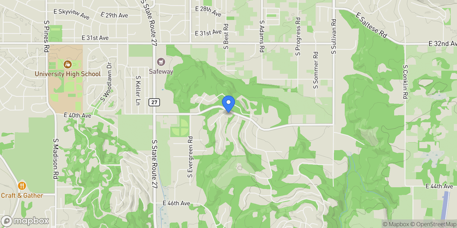 Map showing 3929 S Best Ct, Veradale, WA 99037, Spokane Valley, Washington, United States.