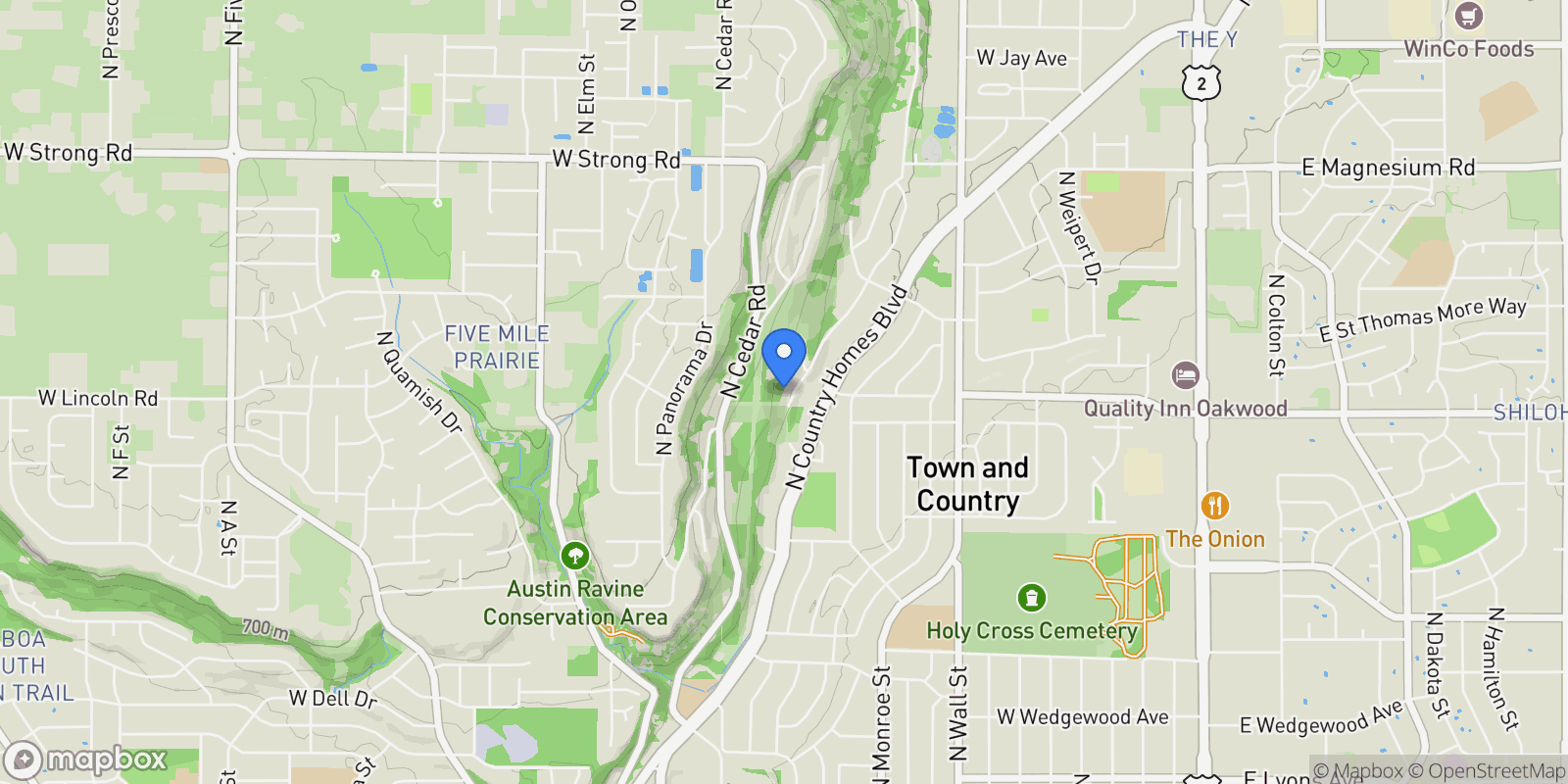 Map showing 7905 N Jefferson Dr, Spokane, WA 99208, Spokane, Washington, United States.