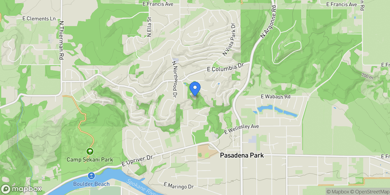 Map showing 5312 N Vista Ct, Spokane, WA 99212, Spokane, Washington, United States.