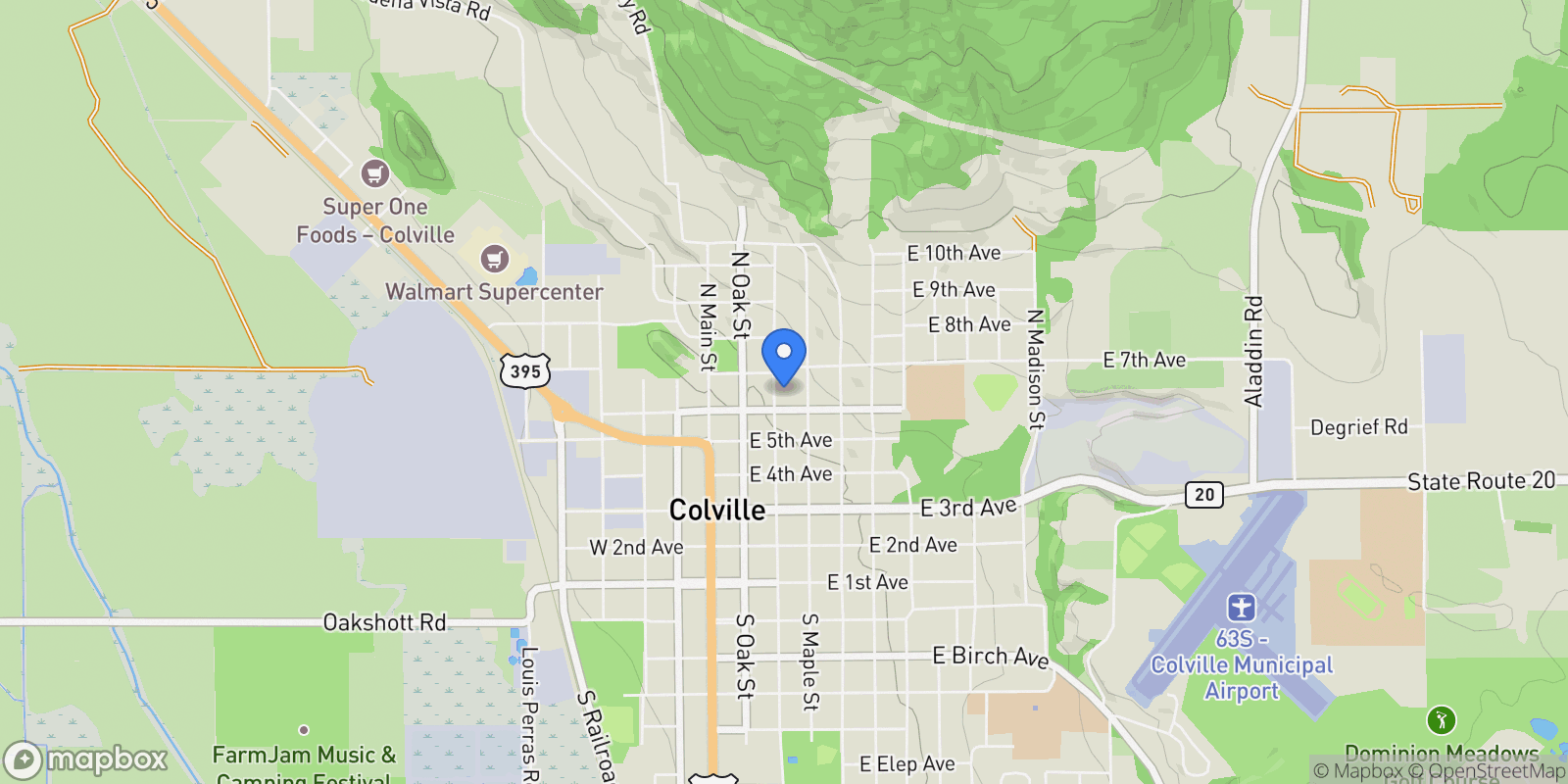 Map showing 640 N Elm Street, Colville, WA 99114, Colville, Washington, United States.