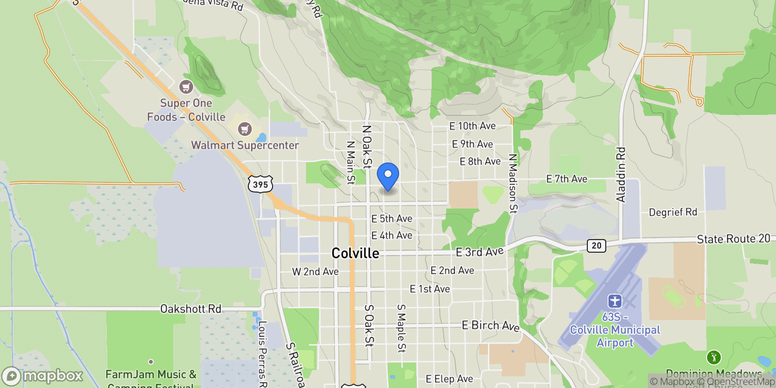 Map showing 640 N ELM ST, COLVILLE, WA 99114, Colville, Washington, United States.