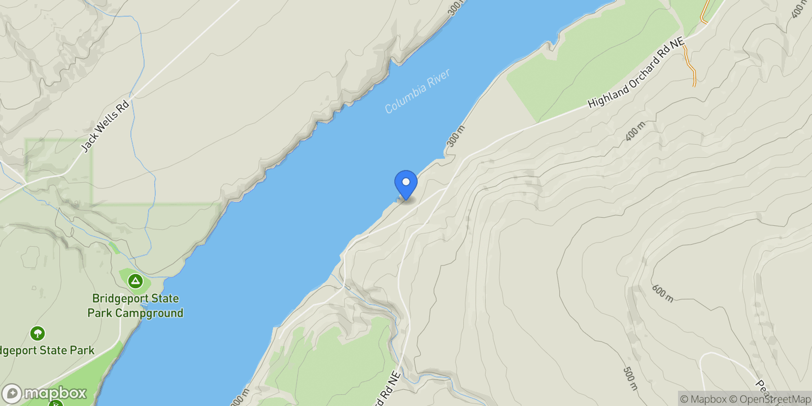 Map showing 8 Old Highland Orchard Rd., Bridgeport, WA 98813, Bridgeport, Washington, United States.