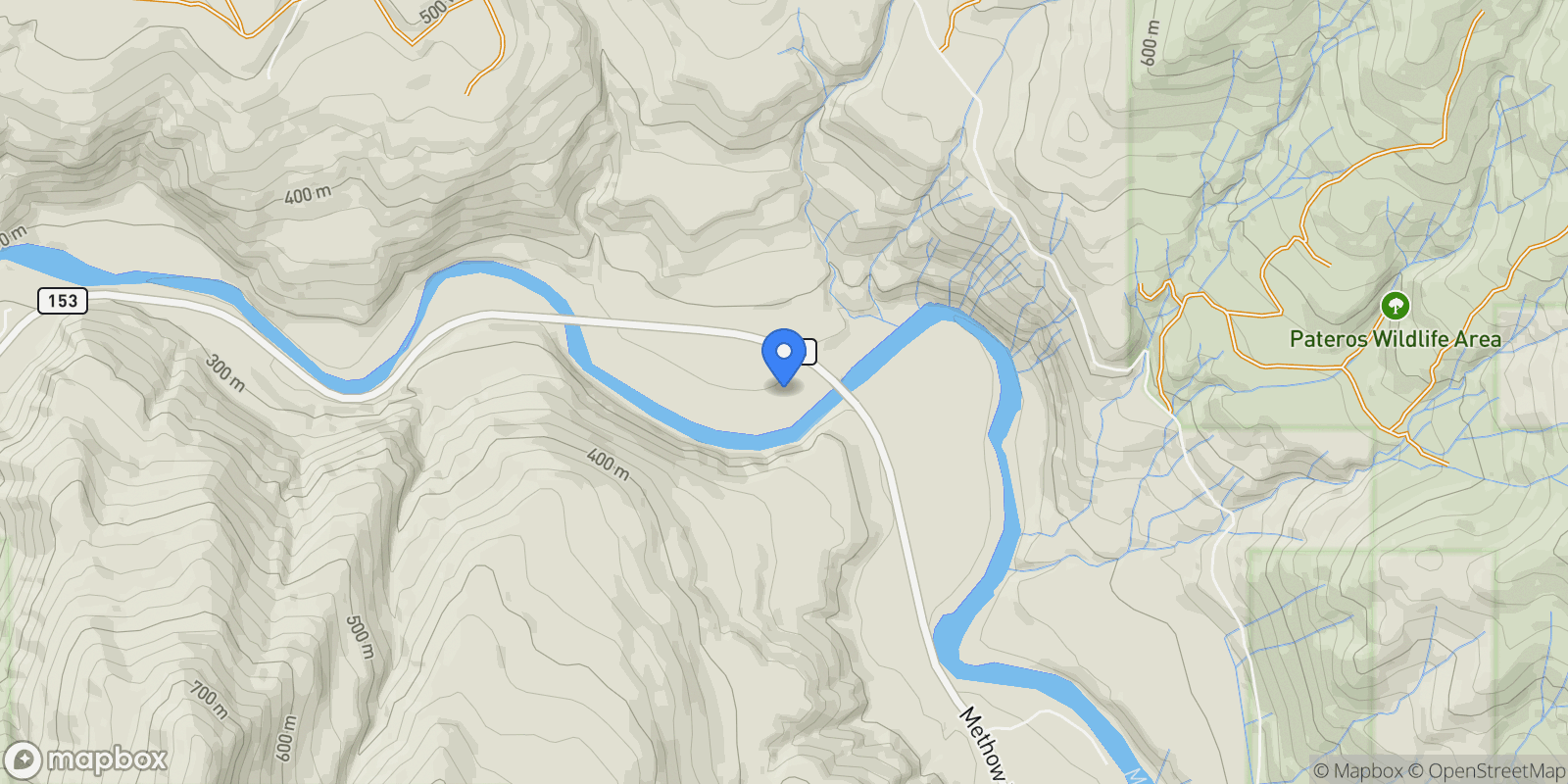 Map showing 385 Highway 153, Pateros, WA 98846, Pateros, Washington, United States.