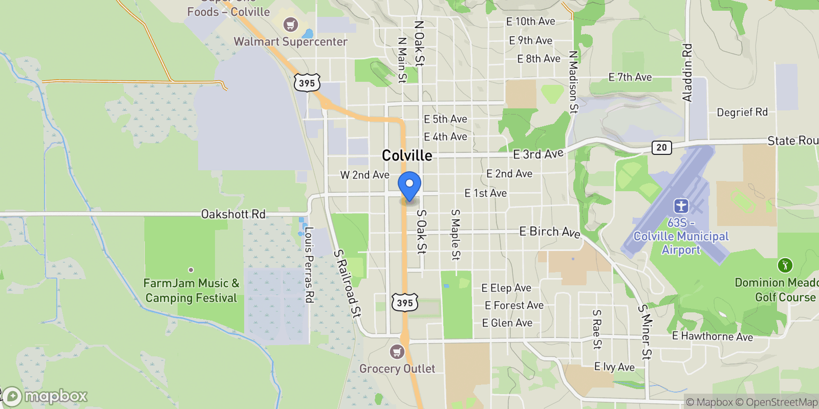 Map showing 145 S MAIN ST, COLVILLE, WA 99114, Colville, Washington, United States.