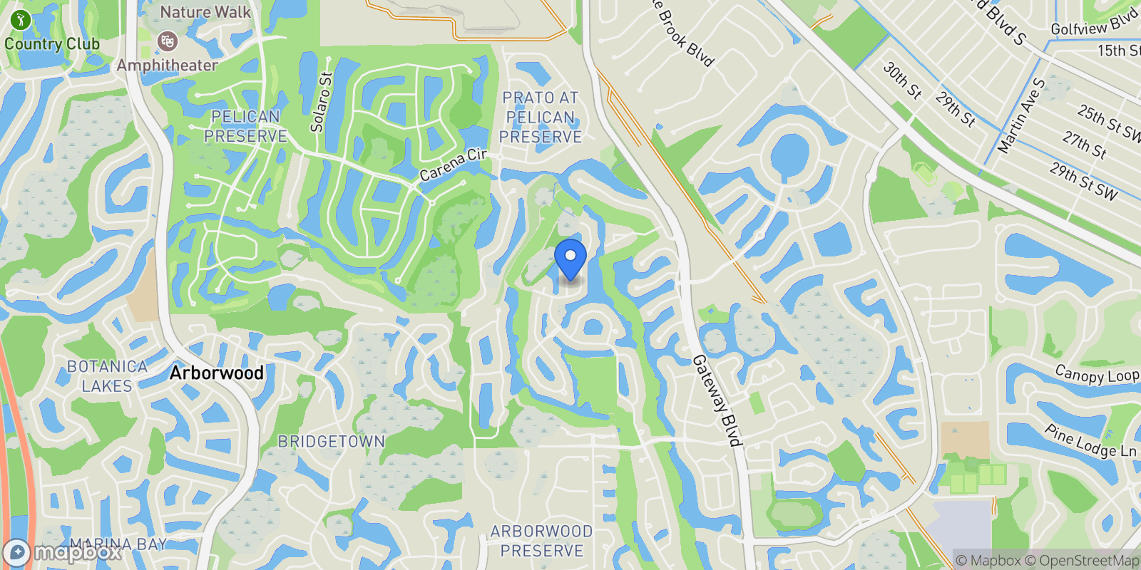 Map showing 10879 Pond Ridge Drive, Miromar Lakes, Florida, United States.