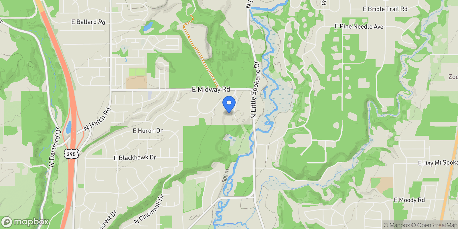 Map showing 16417 N Napa Ln, Spokane, WA 99208, Spokane, Washington, United States.