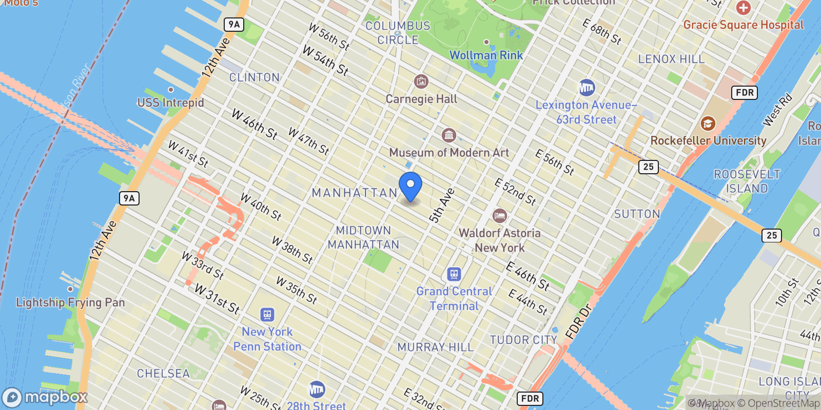 Map showing 50 W 47TH ST, New York, New York, United States.