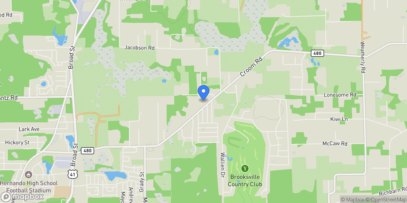 Map showing 23245 CROOM ROAD, BROOKSVILLE, FL 34601, South Brooksville, Florida, United States.
