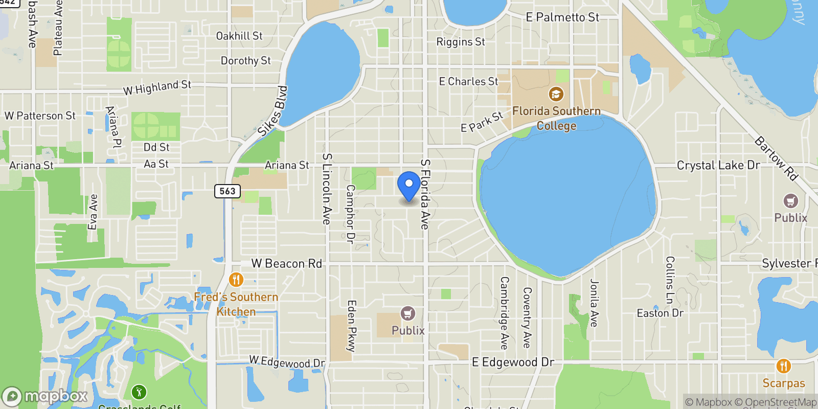 Map showing 207 W MAXWELL STREET, LAKELAND, FL 33803, Lakeland, Florida, United States.
