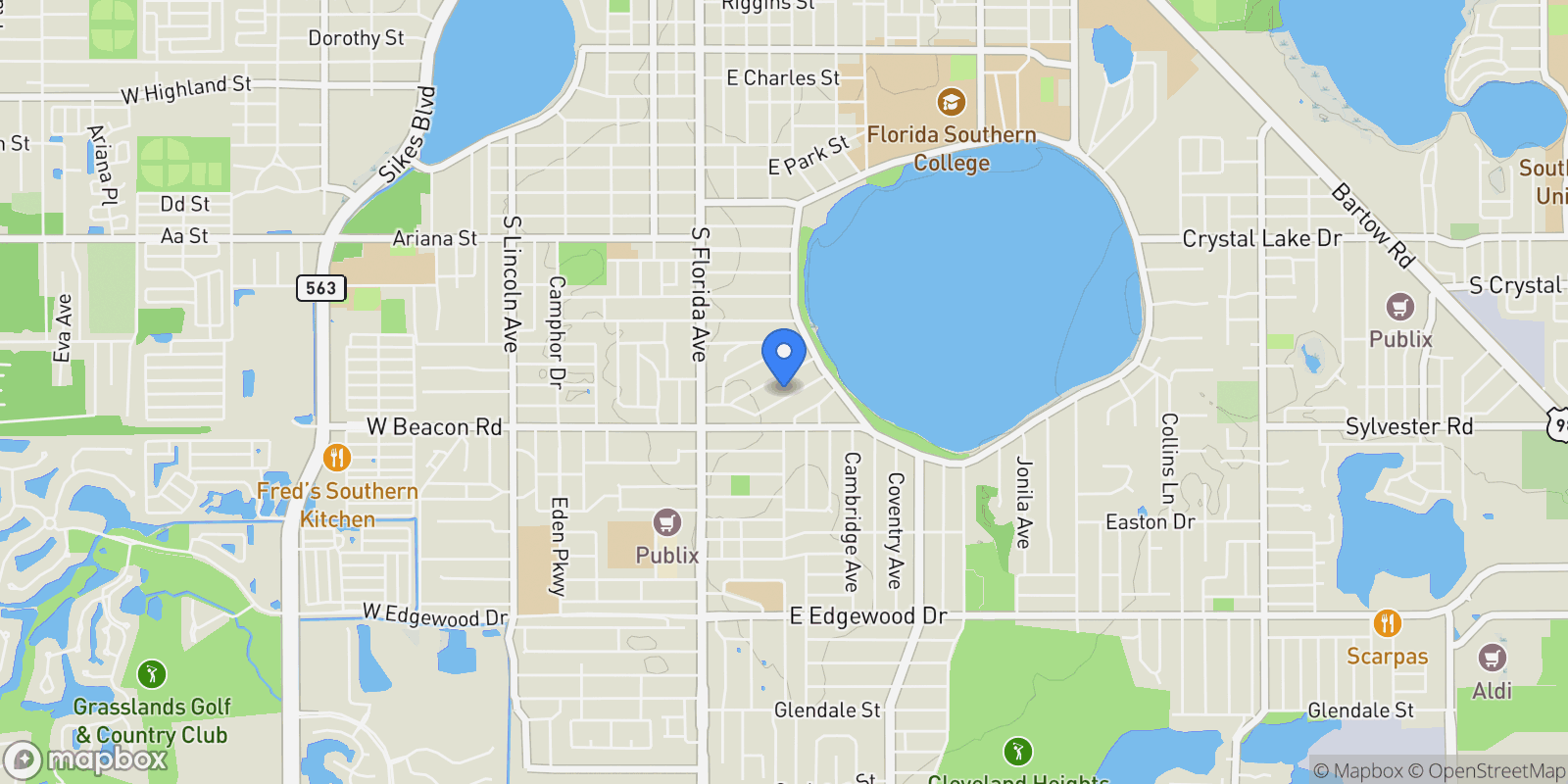 Map showing 414 EUNICE ROAD, LAKELAND, FL 33803, Lakeland, Florida, United States.