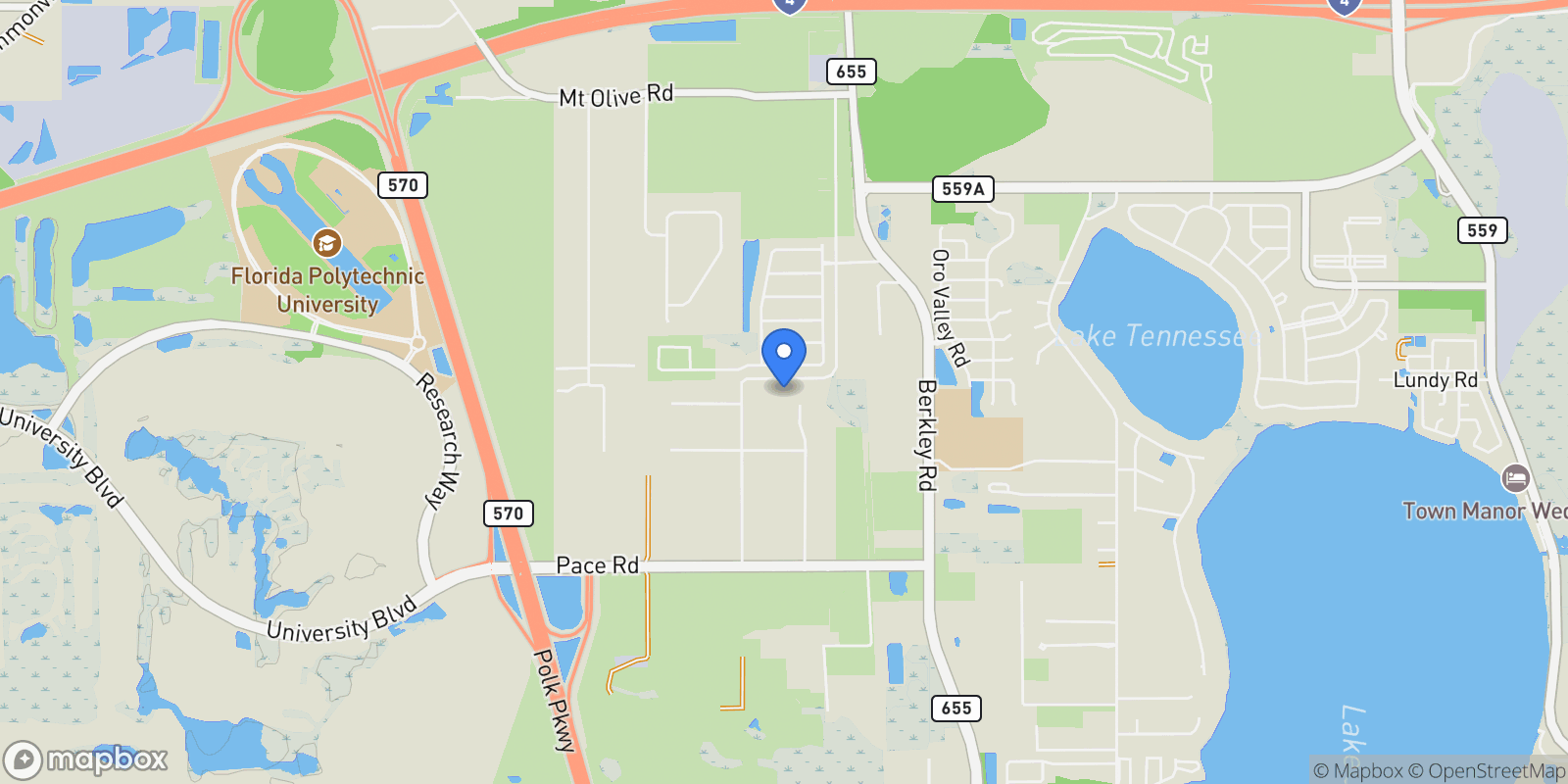 Map showing 318 SKYBLUE LANE, AUBURNDALE, FL 33823, Auburndale, Florida, United States.