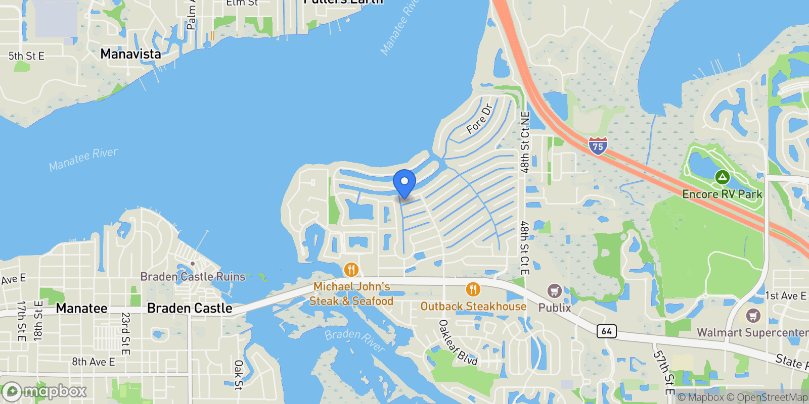 Map showing 4116 4TH AVENUE NE, BRADENTON, FL 34208, Bradenton, Florida, United States.