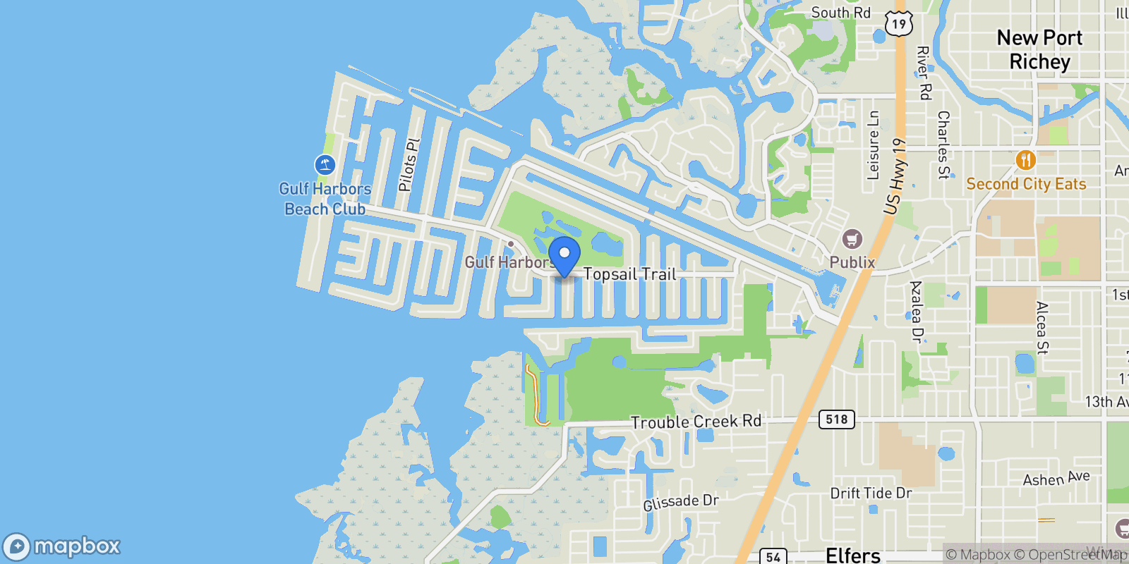 Map showing 5009 DORY DRIVE, NEW PORT RICHEY, FL 34652, New Port Richey, Florida, United States.
