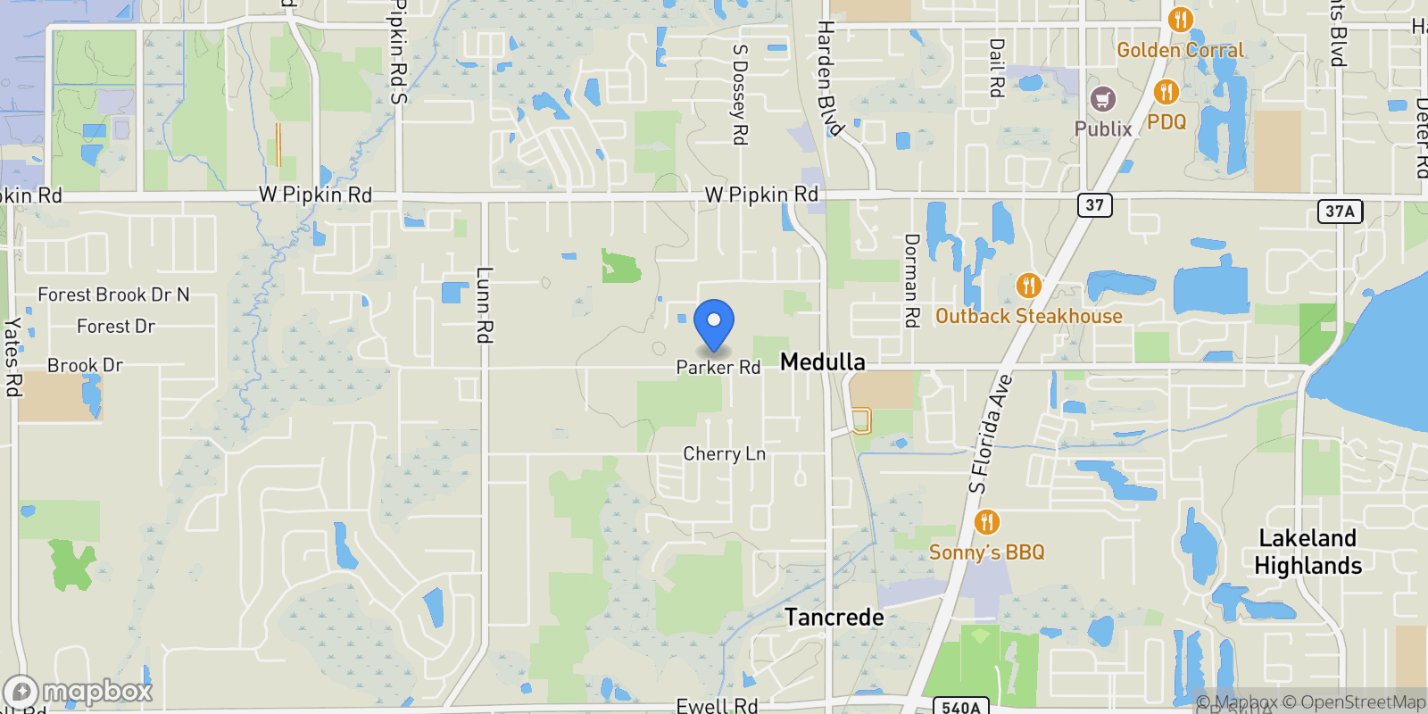 Map showing 1193 PARKER ROAD, LAKELAND, FL 33811, Lakeland, Florida, United States.