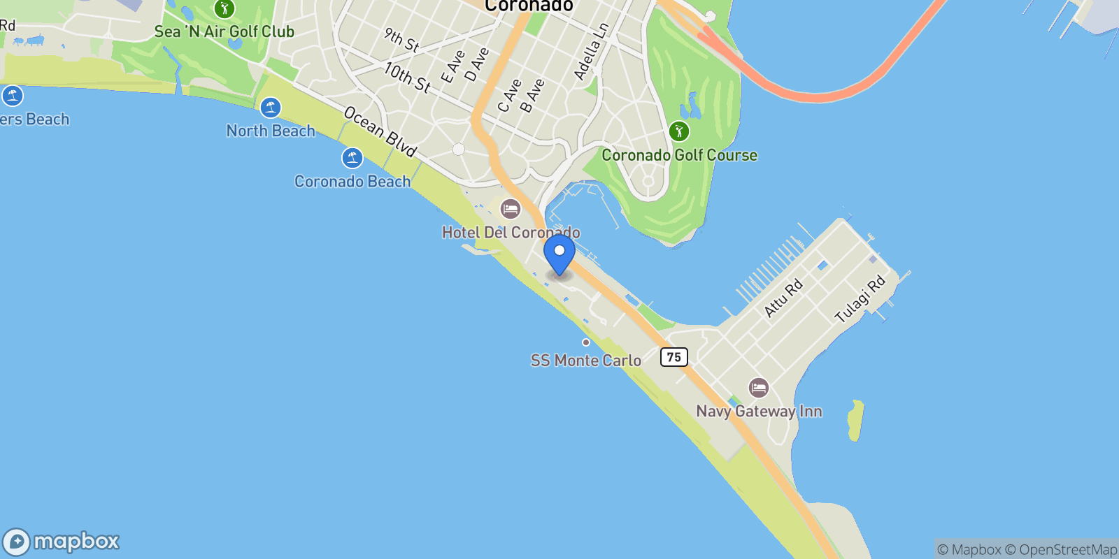 Map showing 1750 Avenida Del Mundo #601, Coronado, CA 92118, Coronado, California, United States.