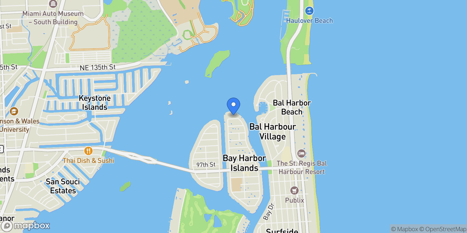 Map showing 1135 103rd St Unit# 408, Bay Harbor Islands, FL 33154, Bal Harbour, Florida, United States.