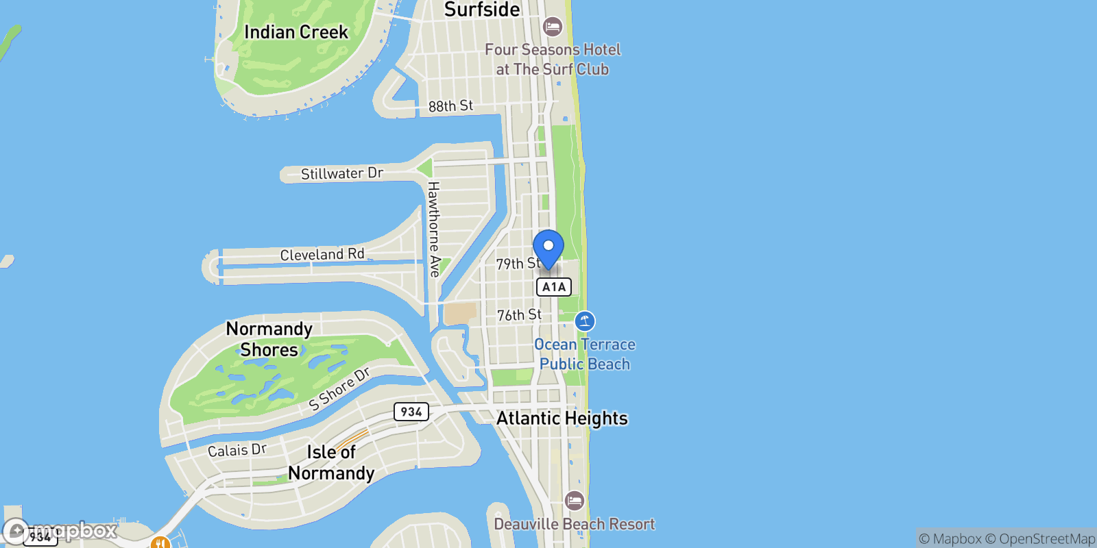 Map showing 7800 Collins Ave Unit# 508, Miami Beach, FL 33141, Miami Beach, Florida, United States.