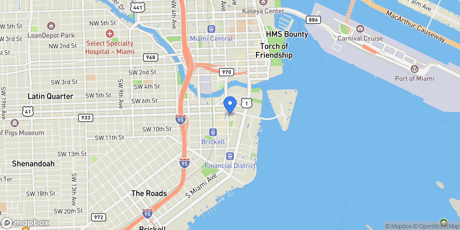 Map showing 801 S Miami Ave Unit# 3306, Miami, FL 33130, Miami, Florida, United States.