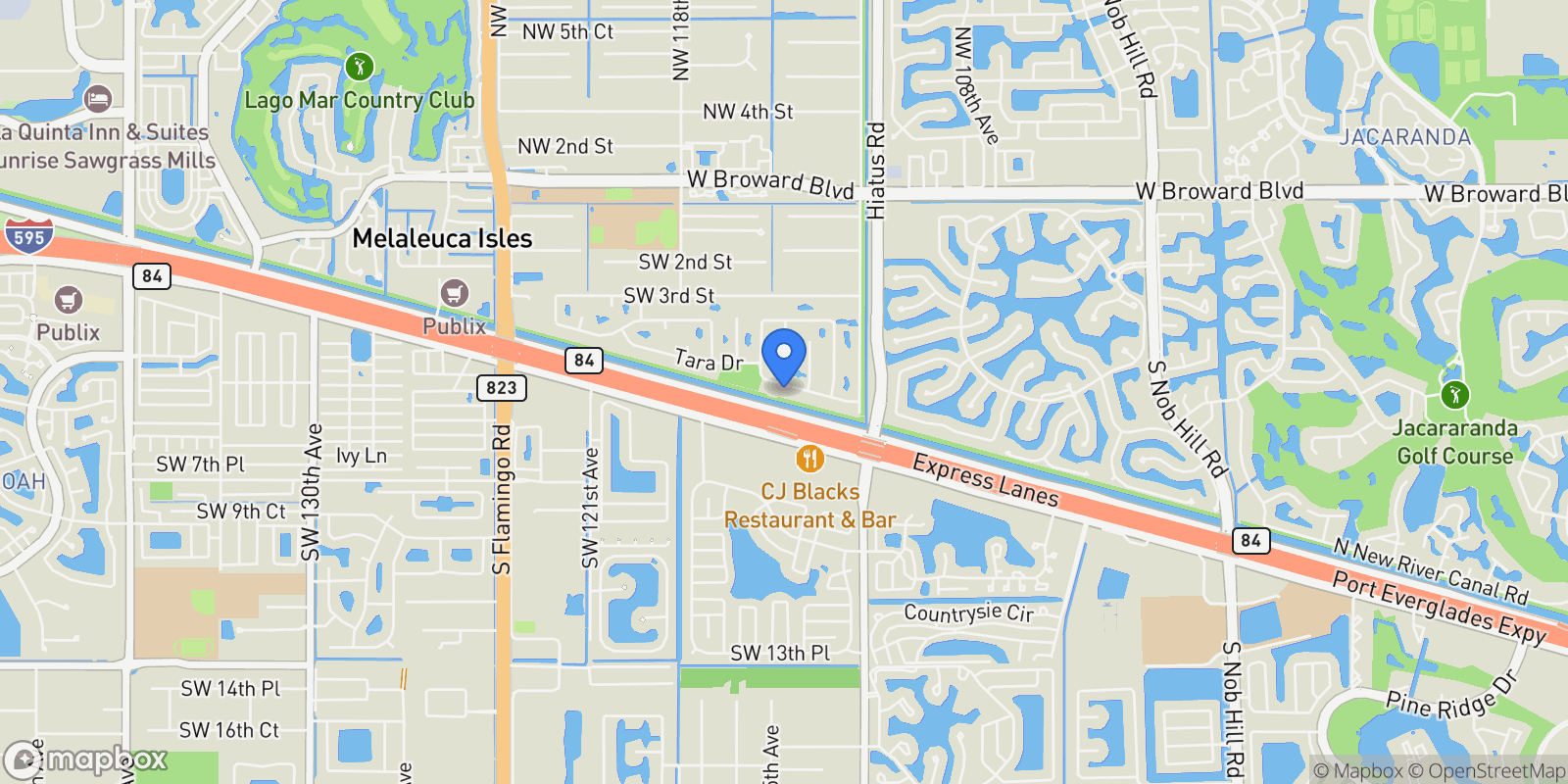 Map showing 11400 Tara Dr , Plantation, FL 33325, Davie, Florida, United States.