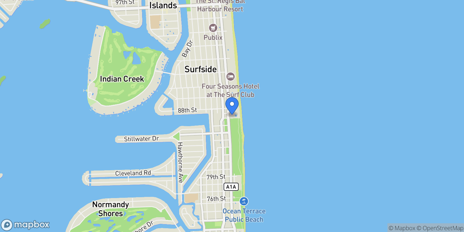 Map showing 8701 Collins Ave Unit# 805, Miami Beach, FL 33154, Bal Harbour, Florida, United States.