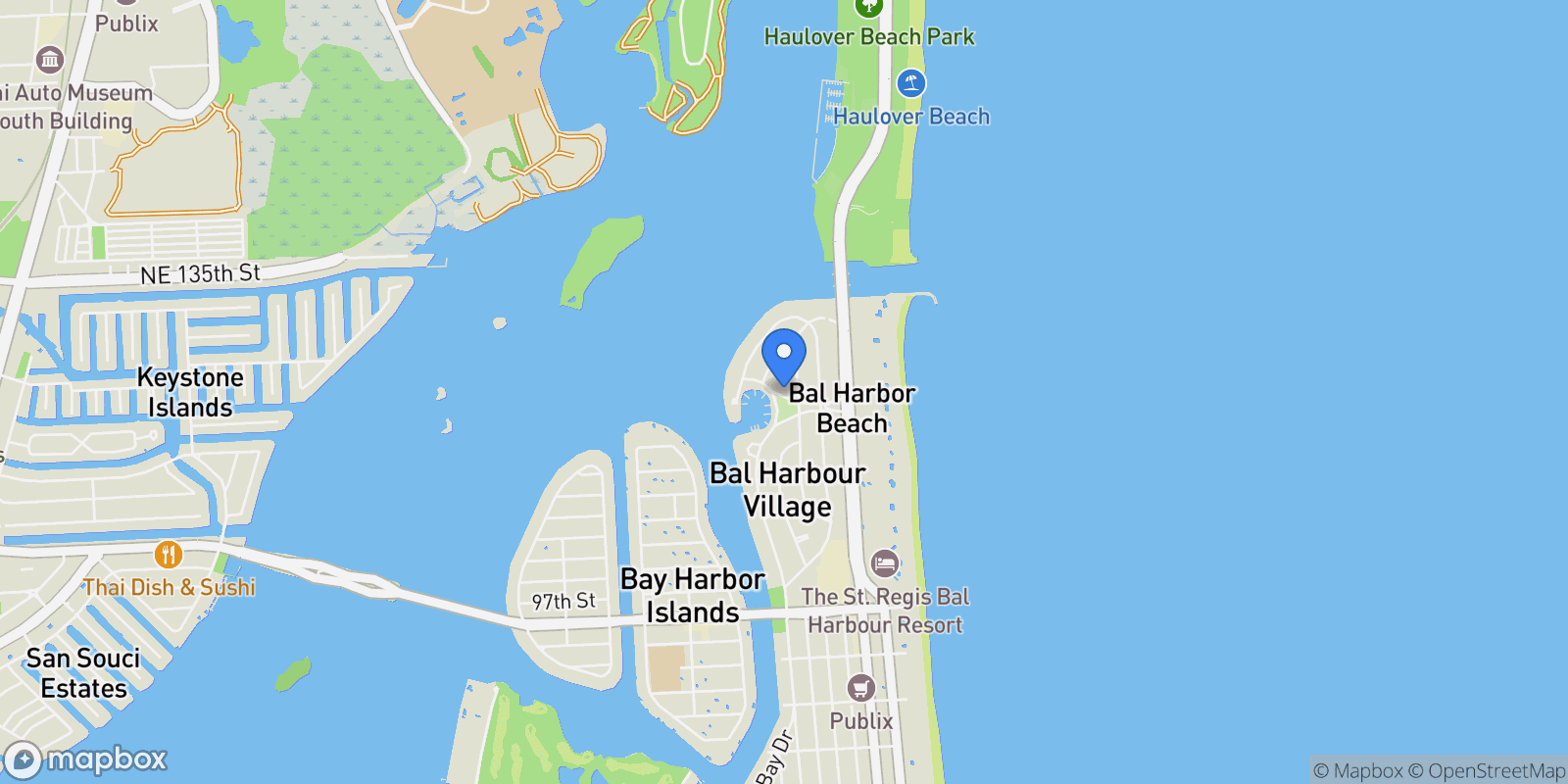 Map showing 145 Harbour Way, Bal Harbour, FL 33154, Bal Harbour, Florida, United States.