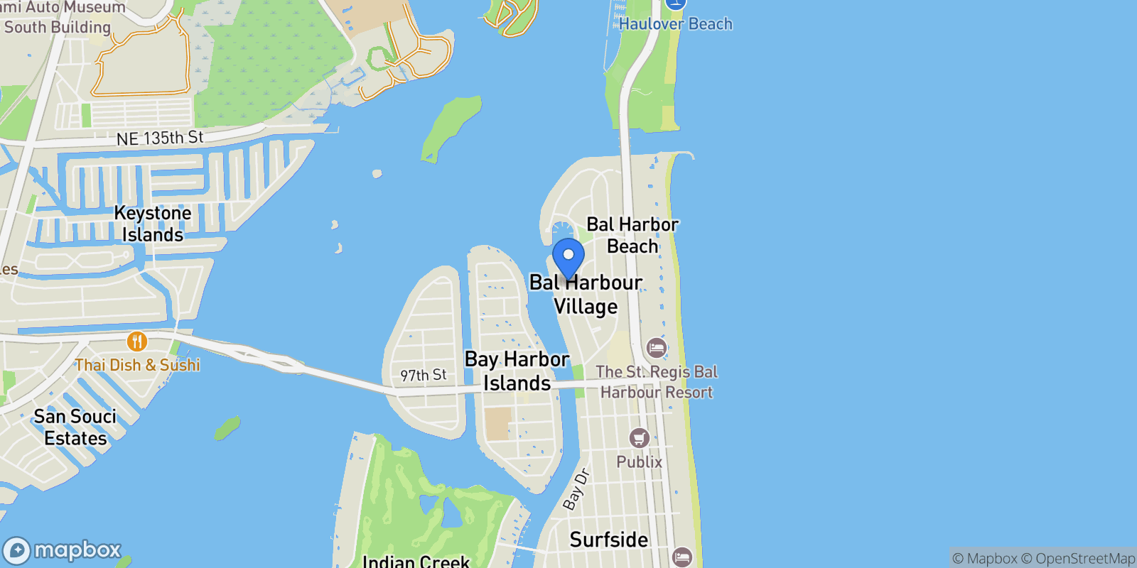 Map showing 145 Bal Bay Dr , Bal Harbour, FL 33154, Bal Harbour, Florida, United States.