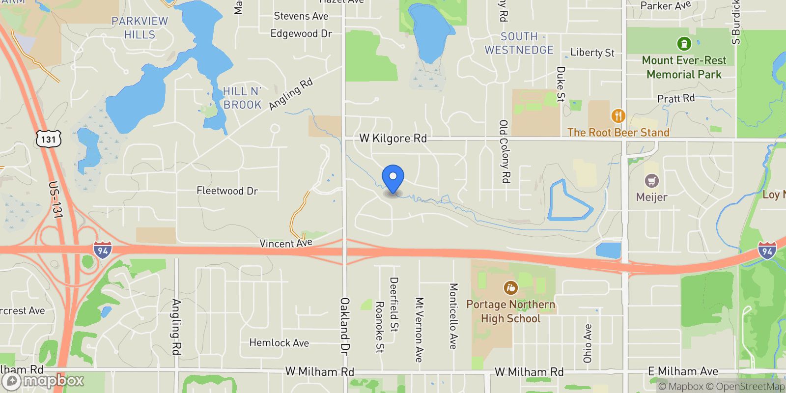 Map showing 1818 Greenbriar Drive, Portage, Michigan, United States.