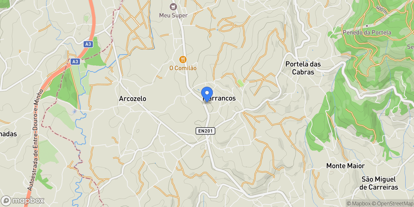 Map showing Marrancos e Arcozelo, Vila Verde, Braga, Vila Verde, Marrancos e Arcozelo, Braga, Portugal.
