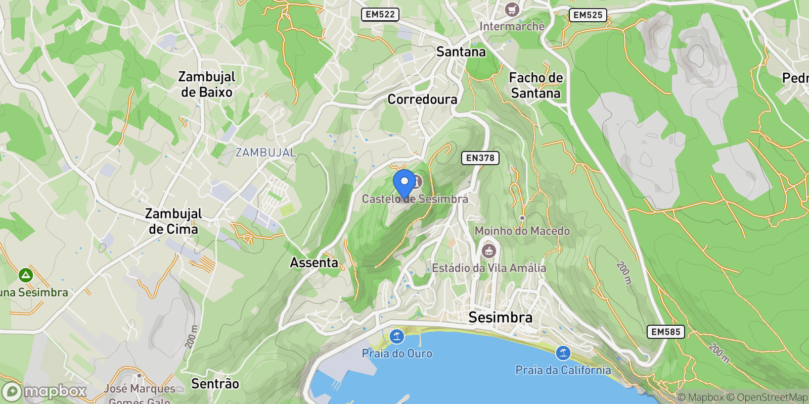 Map showing Castelo (Sesimbra), Sesimbra, Setúbal, Sesimbra, Sesimbra (Castelo), Setubal, Portugal.