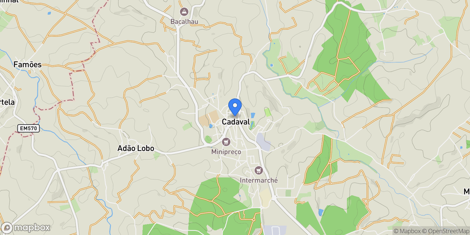 Map showing Cadaval e Pêro Moniz, Cadaval, Lisboa, Cadaval, Cadaval e Pero Moniz, Lisbon, Portugal.