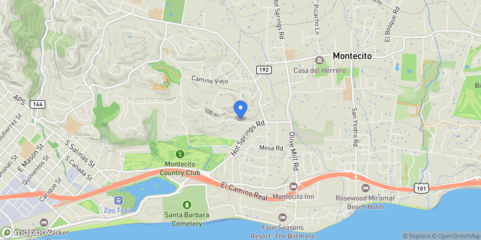 Map showing 1151-1157 Glenview Road, Montecito, California, United States.