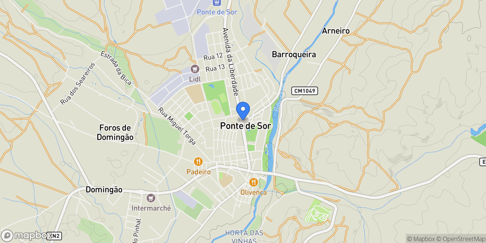 Map showing Ponte de Sor, Tramaga e Vale de Açor, Ponte de Sor, Portalegre, Ponte de Sor, Ponte de Sor, Tramaga e Vale de Acor, Portalegre District, Portugal.