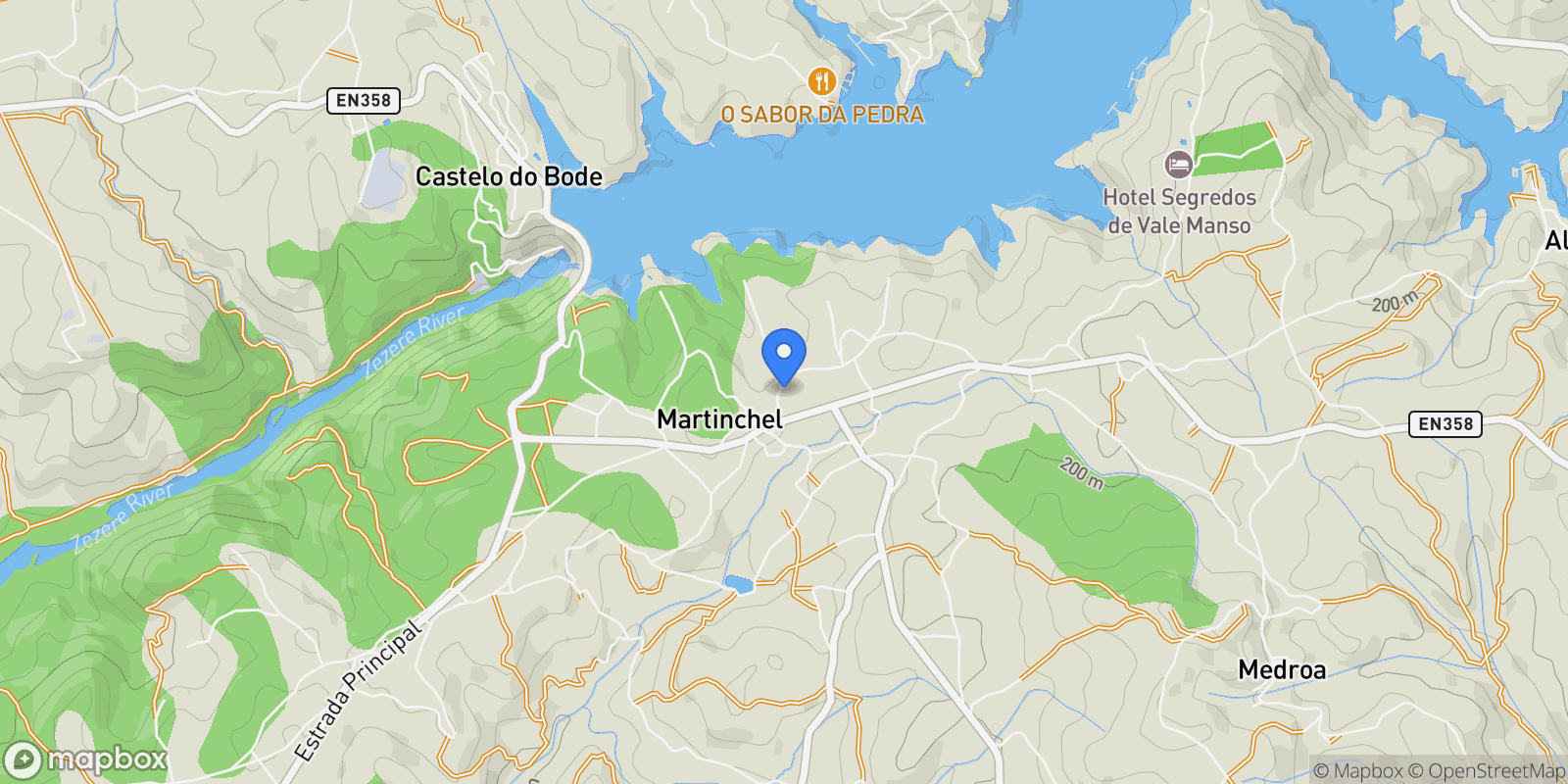 Map showing Martinchel, Abrantes, Santarém, Abrantes, Martinchel, Santarem District, Portugal.