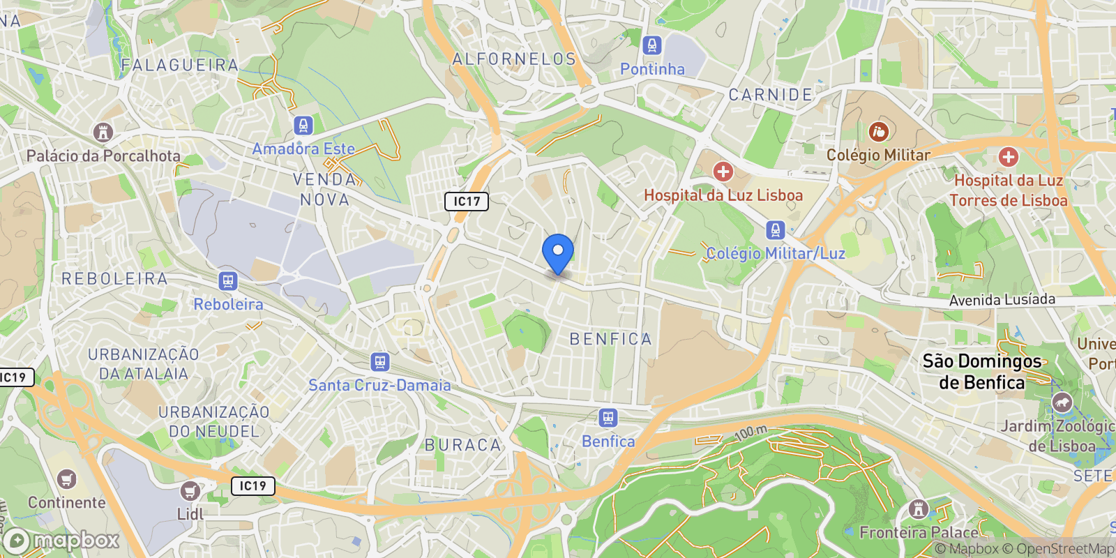 Map showing Benfica, Lisboa, Lisboa, Lisboa, Benfica, Lisbon, Portugal.