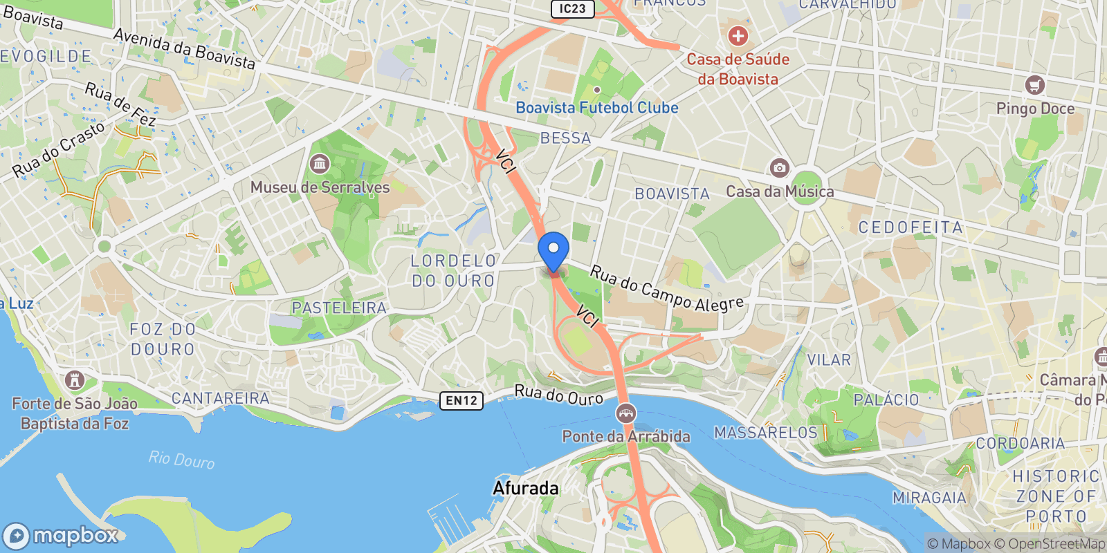 Map showing Lordelo do Ouro e Massarelos, Porto, Porto, Porto, Lordelo do Ouro e Massarelos, Porto District, Portugal.
